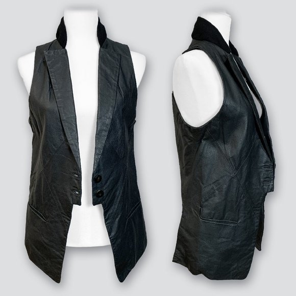SCATOLA genuine leather Vest with sheer details - Picture 1 of 5